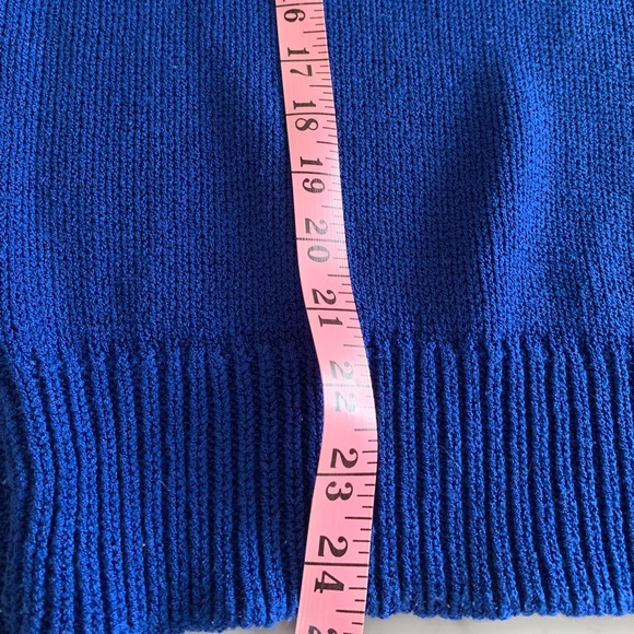 Vintage royal blue & white angora sweater with shoulder starburst size L - Picture 8 of 8